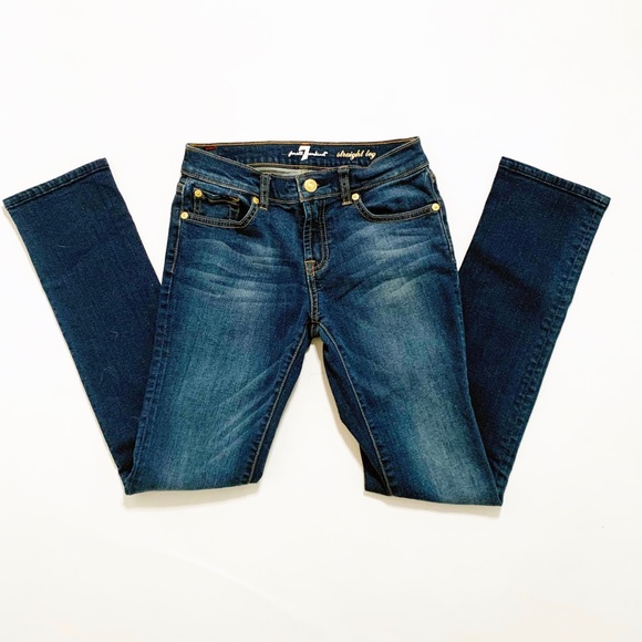 7 For All Mankind Girls Straight Leg Jeans SZ 12 - Picture 2 of 7